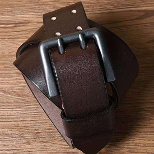 SEFAX Leather Men's Work Belt - Leather Double Prong Belts for Work Business and Casual (Size : 47" Long)2