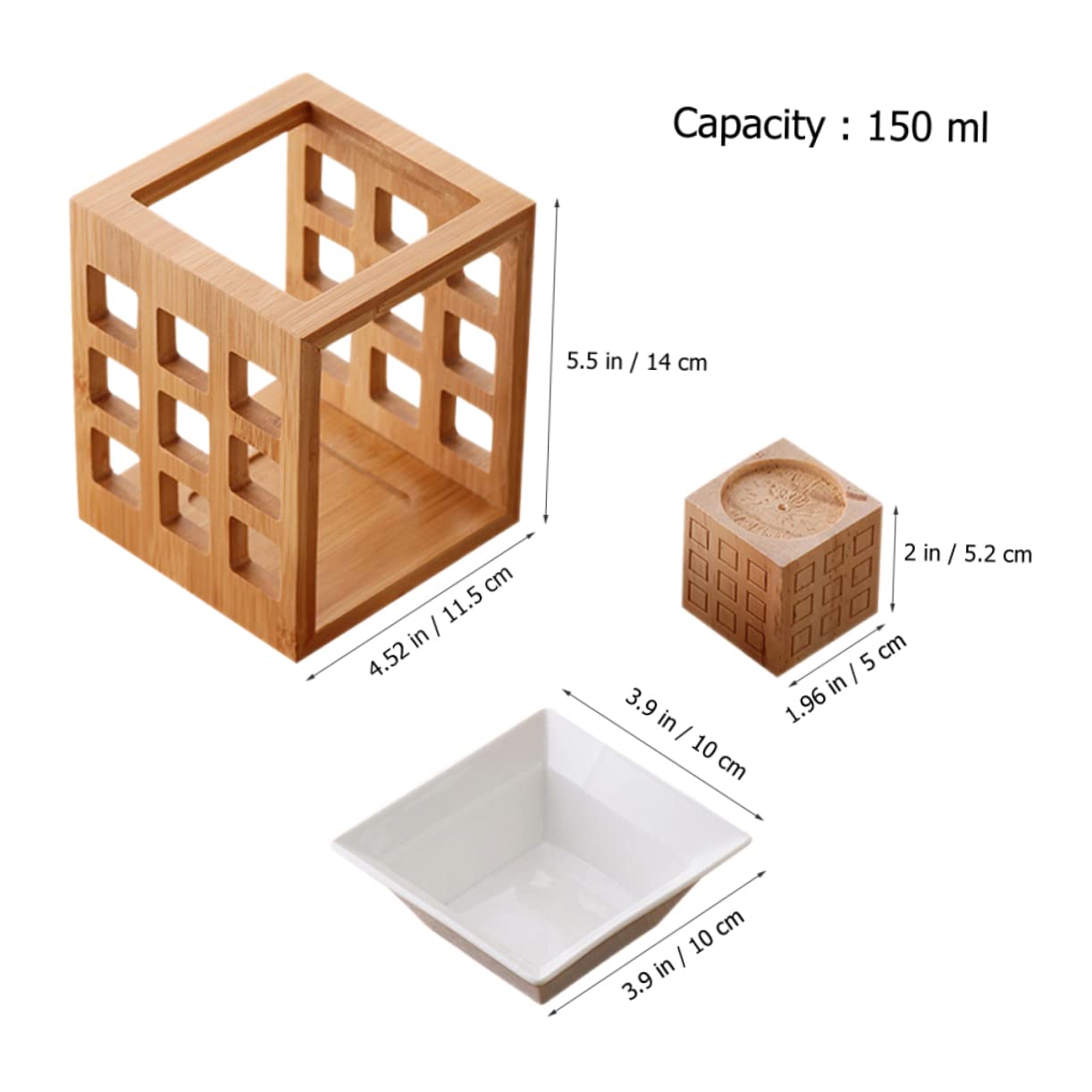 Gatuida Quemador Diseño Elegante de Cerámica y Madera de Aceites Esenciales de 150ml para Aromaterapia para Velas Tealight en Sala de Yoga o Hotel