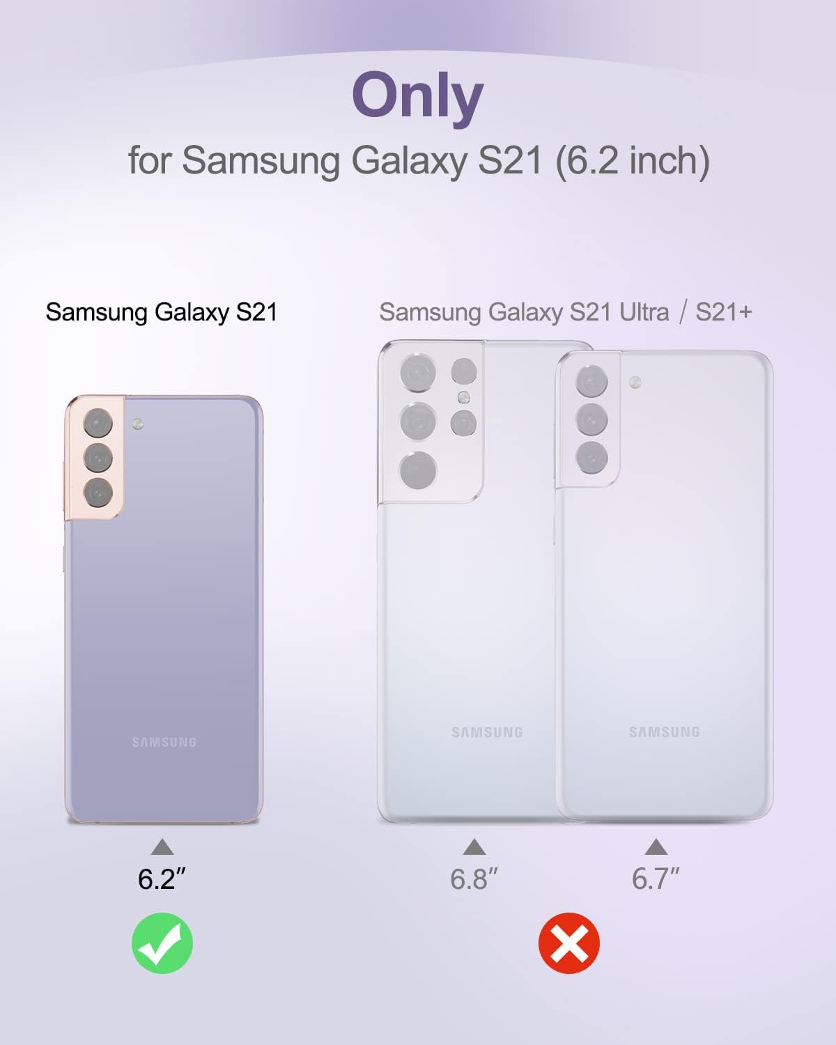 SURITCH Clear Case for Samsung Galaxy S21 5G,[Built in Screen Protector][Camera Lens Protection] Full Body Protective Hard Shell+Soft TPU Bumper Shockproof Cover for Galaxy S21 6.2" (Lavender Blue)