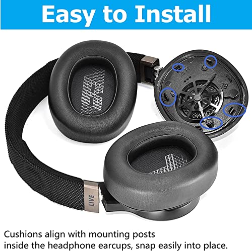 Street27 Ear Pads Replacement Compatible with E65 (E65BTNC)/Live 650 (650NC 650BTNC)/Live 660 (660NC 660BTNC)/Duet NC Over-Ear Headphones, Protein Leather, Noise Isolating Memory Foam Earpads Cushions - Image 6