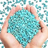 QICQDRAM Howlite Turquoise Small Tumbled Chips 0.9 Lb/405g Crystal Stone Decorative Pebbles for Home Decoration & Fish Turtle Tank, Vase Filler, Plants Decor