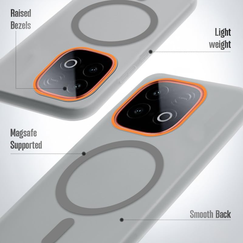 Image of Mr. Case Back Case for iQOO Neo 10 5G Sleek Frosted Translucent Back Only Compatible with Wireless Magnetic Accessories | Anti-Scratch Shockproof Phone Case - Grey