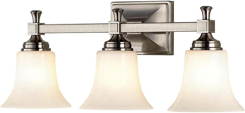 Collection 3-Light Satin Nickel Bath Sconce with Opal Glass Shades