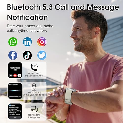 Smart Watch for Men Women, 2025 1.85" Smartwatch Answer/Make Calls, Fitness Watch with Heart Rate/Sleep Monitor/Step Counter, 110+ Sport Modes, IP68 Waterproof Activity Trackers for Android iOS White - Image 3