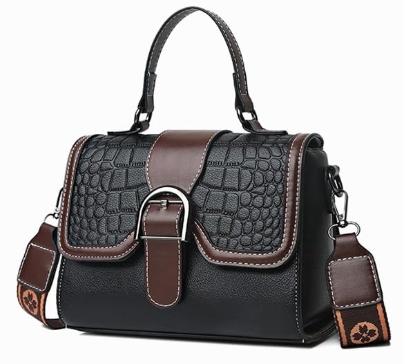 Textured Pattern Multi-Pockets Party-Wear Broad Strap Sling Bag For Women-image-3