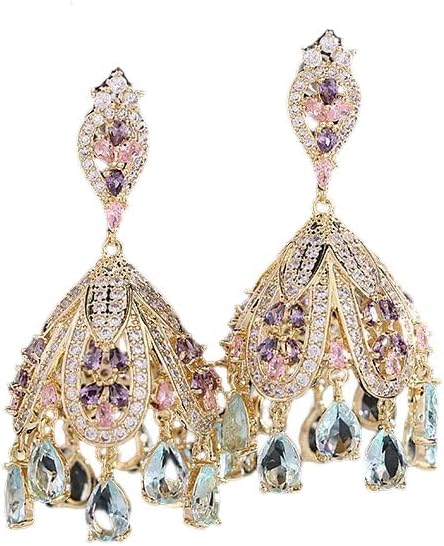 Elegant French Court Style Moissanite Chandelier Earrings in 14K Gold ，Exquisite Wind Chime Inspired Design ，Ideal for Daily Wear