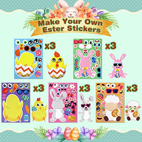 30Pcs Easter Stickers For Kids, Easter Activities For Kids, Easter Classroom Craft Party Games, Diy Make Your Own Egg Bunny Stickers, Easter Party Favors Decorations Supplies For Toddlers #TOP2
