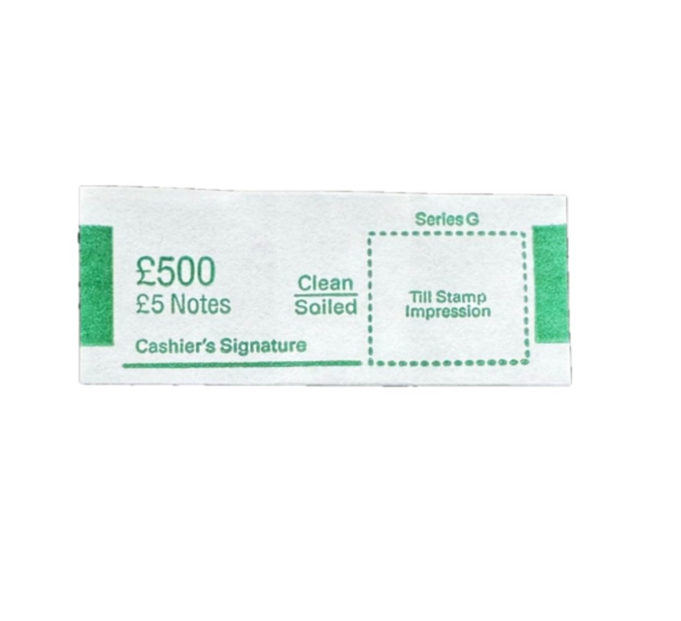 Money Bands Currency Straps For GBP UK notes (Green (£5 notes), 100 pack) — image 1
