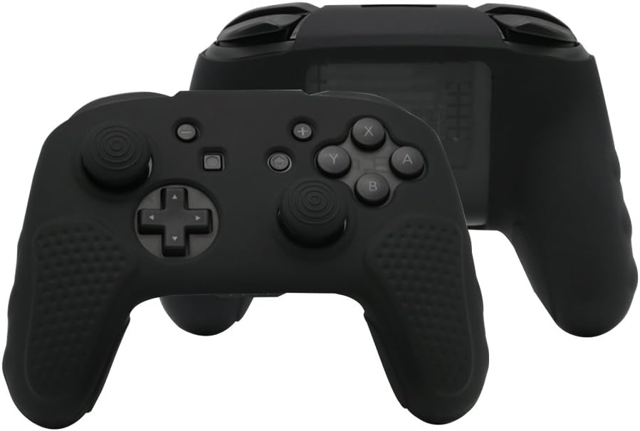 CHINFAI Silicone Case Grip for Switch Pro Controller with 4 Pair/8 Pcs Thumbstick Caps, (Black) - Image 3