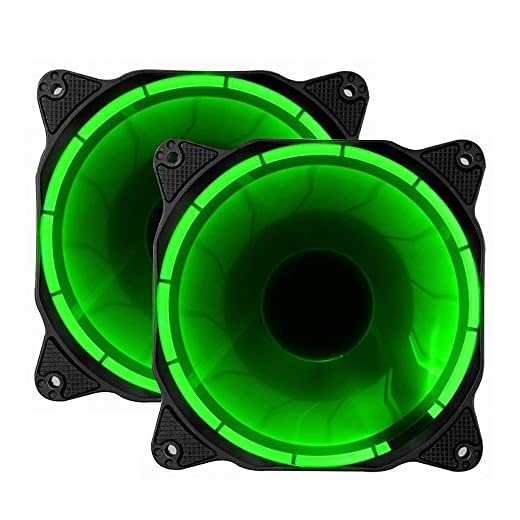 EZDIY-FAB 2-Pack PWM Solar Eclipse-Ultra silencioso 120mm DC llevó Ventilador para Cajas de Ordenador, CPU de Larga Vida Coolers-Green (800-1800RPM)