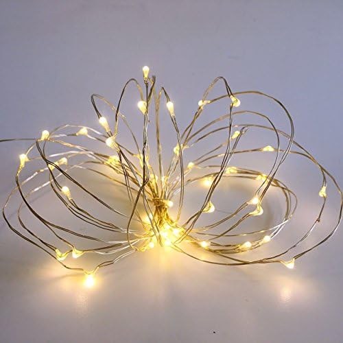 2 Pack 50 Count Mini Led Fairy Lights,Battery Operated Led String Light with Waterproof Battery Box and Timer 6Hours on/18Hours Off for Indoor/Outdoor Wedding Centerpiece Party Decoration(Warm White)