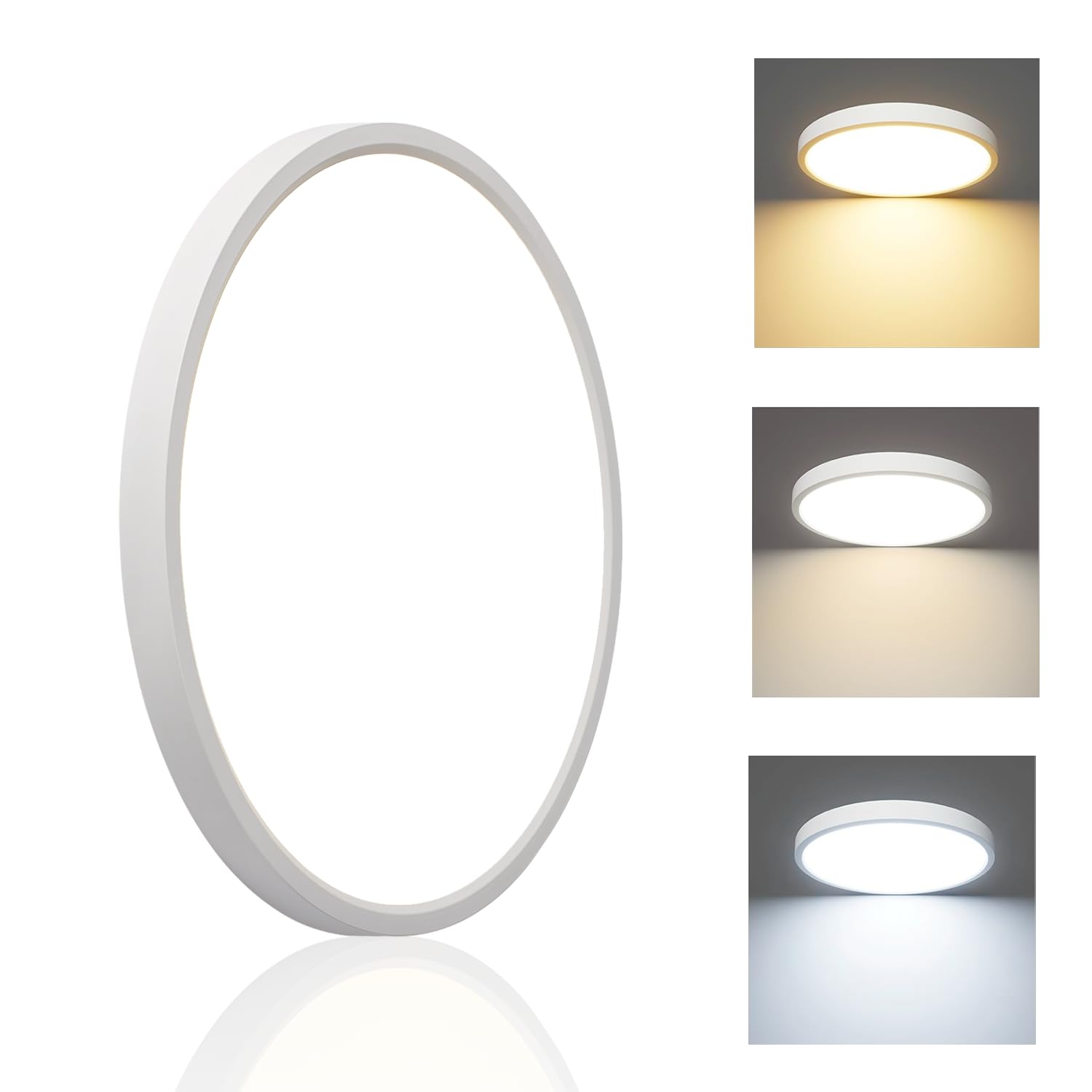 FUPE Plafoniera LED Soffitto 32W Lampada da Soffitto, 3000K/4000K/6500K Ø40cm 3200lm con Gancio di Sicurezza per Installazione Facile per Camera da Letto Corridoio Cucina Seminterrato