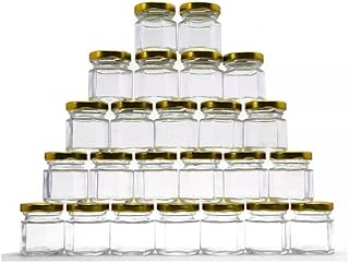 JJA Mini Jam Jars, 45ML Glass Jars with Lids, Air Tight Gold Twist Lids, 30 PCS Storage Jars for Jam, Honey, Sweets, Pickle, Herbs, Ideal for Samples, Wedding Favours, Spice Jars, Breakfast Portions
