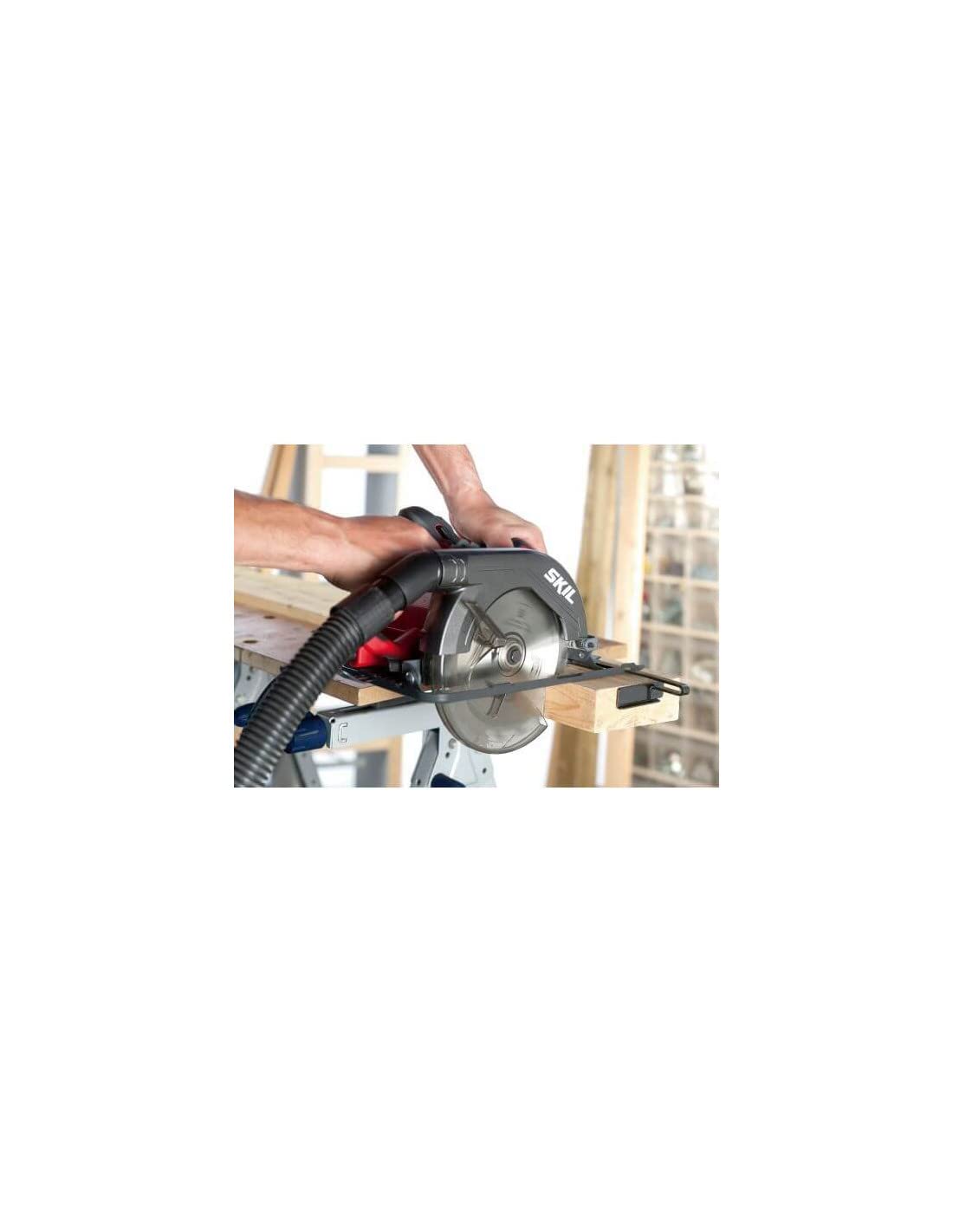 SKIL 5830AA Scie circulaire manuelle (1400 W, jusqu'à 66 mm de profondeur, pour tableaux/lattes, souffleurs de poussière, roulements à billes scellés, durable, poignée douce, artisans, accessoires