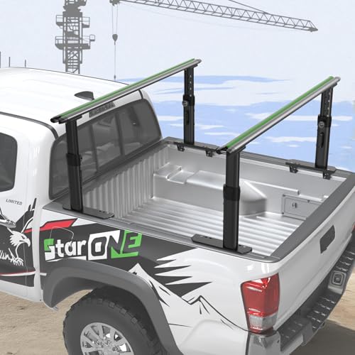 StarONE Truck Ladder Rack - Adjustable Height 19'-25' Aluminum Truck Bed Rack Fit for Tacoma/Gladiator with Bed Rails,Fits Ladder,Lumber,Pipes,Kayak,Surfboard,Bike Rack & Rooftop Tent,No Drilling