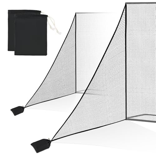 Golf Shank Net Attachment for Golf Hitting Nets, 7 * 10FT Heavy Duty Side Net,Practice Hitting Barrier for, Baseball, Hockey with Sandbag(Black-2Pack)