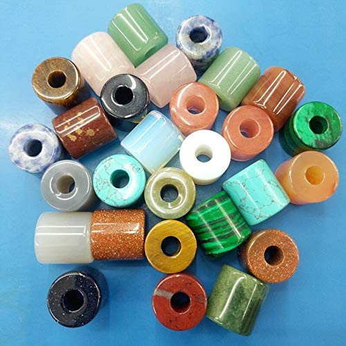 10pc/Bag Natural Stone Pendant 16x16mm Cylindrical Semi-Precious Stone Pendant DIY Necklace Pendant Jewelry Accessories - (Color: 7; Item Diameter: 9mm) Primary Stones and Minerals ( Color : 4 , Size