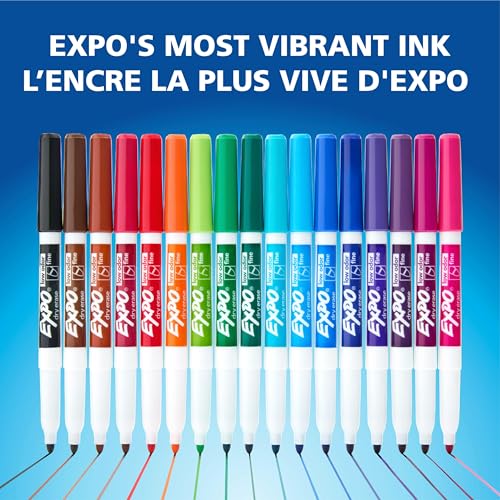 Expo Dry Erase Markers, Whiteboard Markers with Low Odour Ink, Fine Tip, Assorted Vibrant Colours, 16 Count image 5