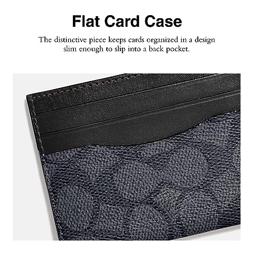 Coach Flat Card Case in Signature, Charcoal/Black, One Size2