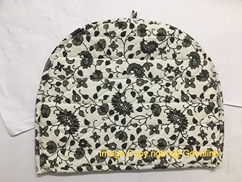 Image of Indian Mandala Black Gray Handmade Cotton Printed Abstract Tea Pot Cover Decor Cover Traditional Tea Quilt Floral Warmer Tea Cozies Hand Washable Vintage Tea Cosy Traditional Printed Tea Cozy Cover