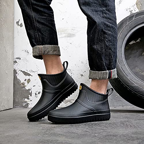 GURGER Mens Wellies Ankle Short Wellington Boots City Garden Waterproof Rubber Rain Boots, navy blue A1, 43 EU