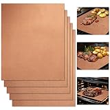 RAINFLOW Copper Grill Mats 5 Pack – Nonstick BBQ Grill Mats for Outdoor Grilling, Reusable Grill Cooking Mats for Gas, Charcoal & Electric Grills, 15.75 x 13 in