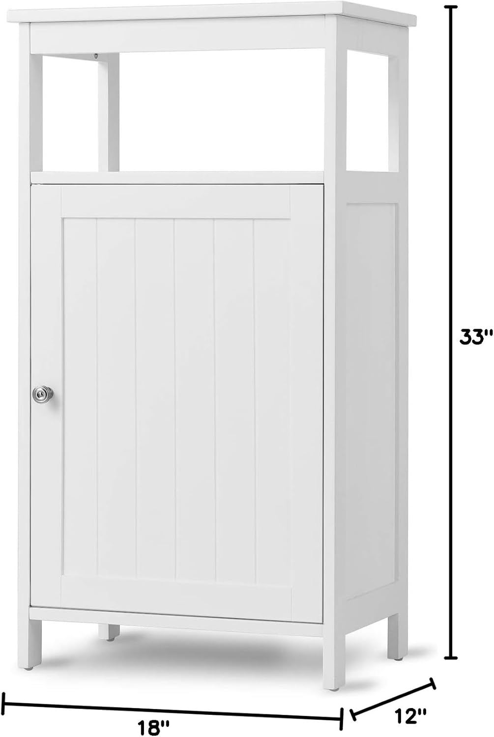 GLACER Floor Storage Cabinet, Multifunctional Side Storage Cabinet with Three-Position Adjustable Shelves, Ideal for Bathroom, Living Room, Kitchen or Corridor, 18 x 12 x 33 inches (White)