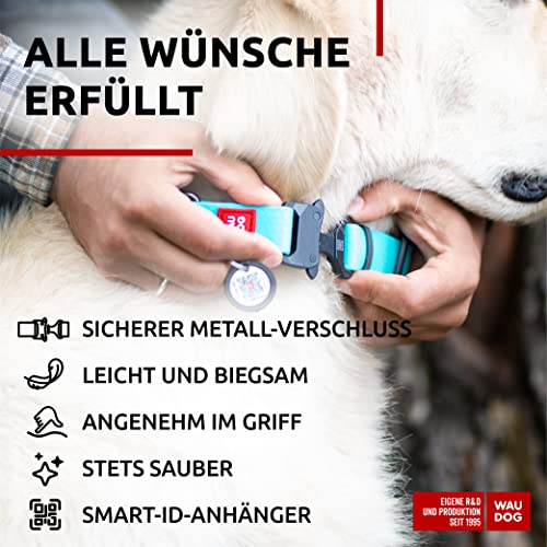 WAUDOG Wasserfest Verstellbares Hundehalsband für Große, Mittelgroße und Kleine Hunde - Metall Verschluss