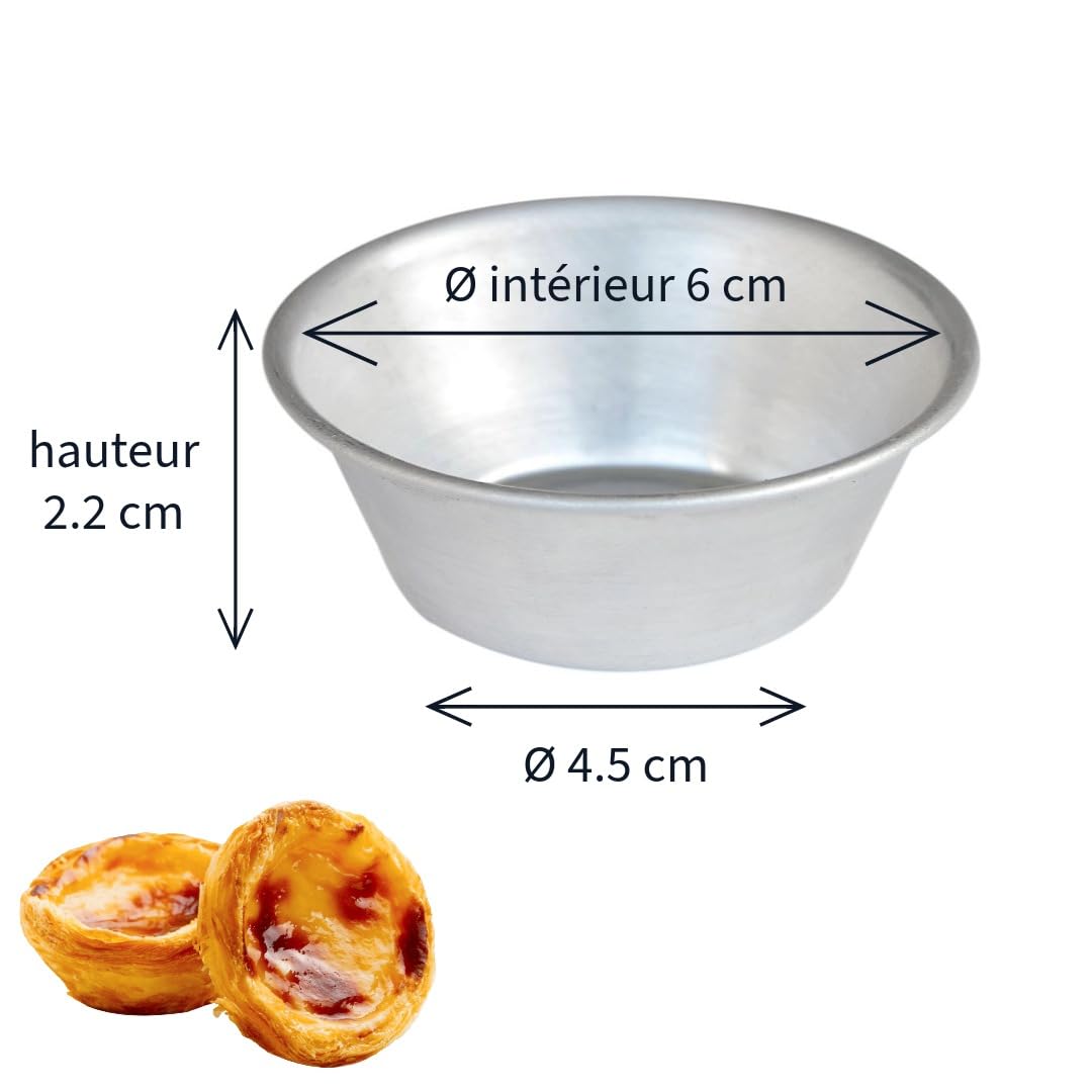 Mali'S 43028, Pasteis De Nata Formy, zestaw 6 form, Ø 5,9 cm x wys. 2,3 cm, niepowlekane aluminium, srebrne