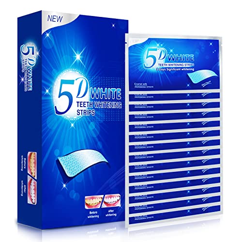 14 Bande 28 Pièces Blanchiment Dentaire 5d White, Bandes Blanchissantes Dents Professionnel, Bandes Dents Blanches Aide à Eliminer / Fumer / Café / Soda / vin Tache, Saveur menthe Cover