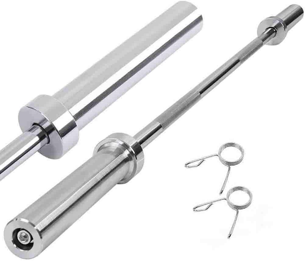 Olympic Barbell Bar 4 Feet Weight Bar with 2 Collars Straight Bar Strength Training Bar for Home Fitness Exercise Equipment
