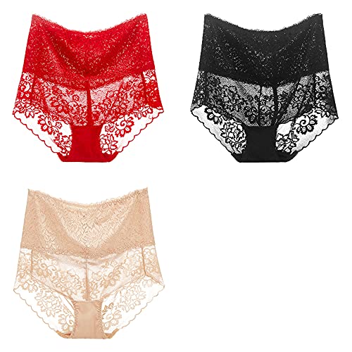 Culotte sexy en dentelle confortable à taille haute élastique