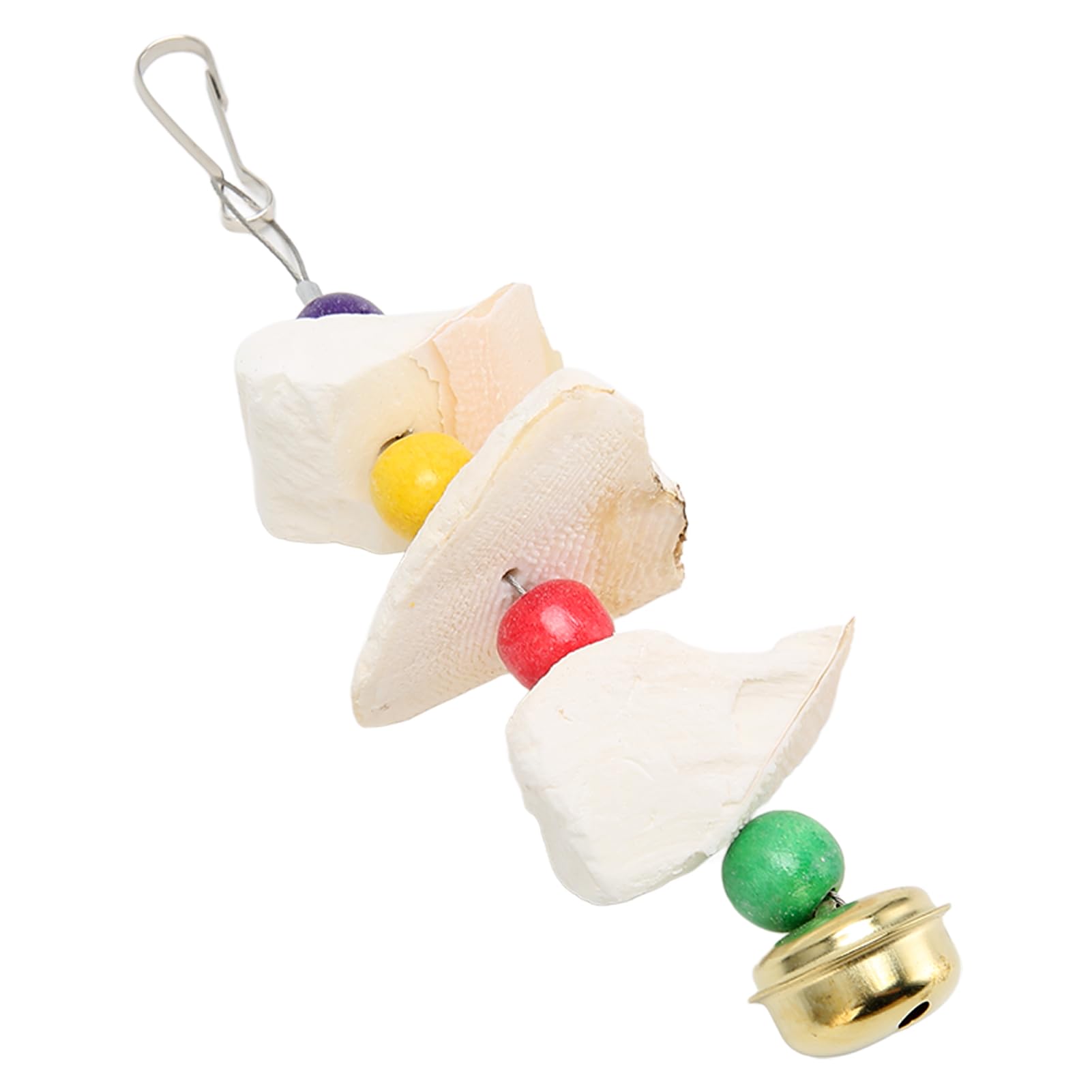 Juguete para Masticar de Hueso de Sepia para Loros Naturales Seguros, Juguete para Moler Dientes de Calcio con Campana para Reducir la Soledad, Fácil de Instalar, 5 Pulgadas, Adecuado para (S)