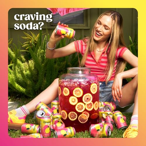 Image of Bloom Pop Prebiotic Soda, Gut Health Support, Raspberry Lemon, 12 Pack | Raspberry lemon flavor with clinically backed prebiotics for gut health, metabolism support and soda satisfaction.