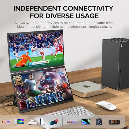 Image of UPERFECT Delta 15.6 inch Dual Portable Monitor for Laptop Screen Extender 1080P HDR 360 Folding Stacked Triple Monitor with Stand for Laptop PC Phone Game Console (No Driver Needed)
