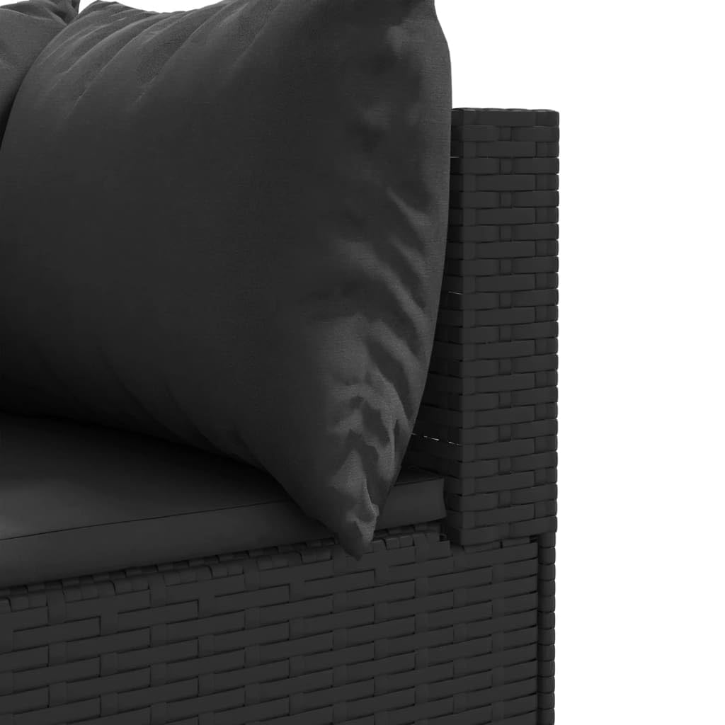 Juego de 4 muebles de jardín con cojín, muebles de exterior, muebles de exterior, muebles de balcón, color negro, polirratán – 3308075