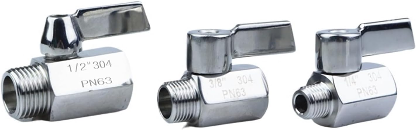 SS304ステンレススチールボールバルブ1個。1/4インチBSPオス-オスねじ2ウェイボールバルブ。