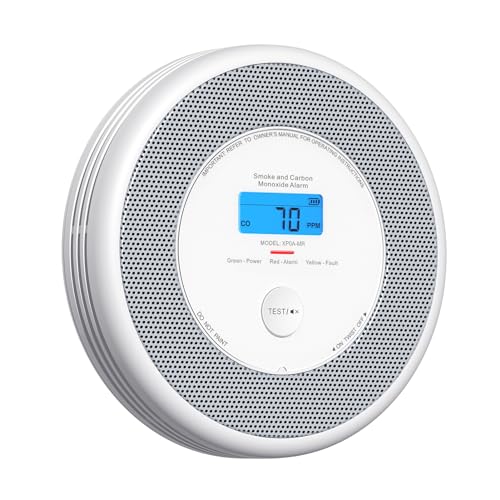 X-Sense Alarma combinada de humo y monóxido de carbono Wi-Fi para el hogar con alertas de voz en inglés, alarma de voz inalámbrica interconectada requiere estación base SBS50, XP0A-MR, paquete de 1