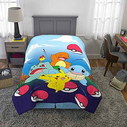 Image of Pokemon Kids Bedding Super Soft Microfiber Reversible Comforter, Twin /Full, (Officially Licensed Product) by Franco