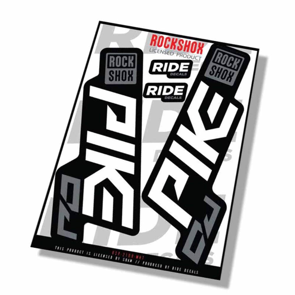 Rockshox Pike DJ 2021 Fork Decals - White - Licensed by Rockshox Gloss