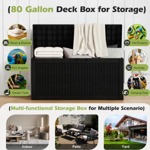 Image of Outdoor Storage Box Waterproof, 80 Gallon Deck Box for Patio Storage