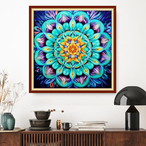 Image of Dimxvean Stamped Cross Stitch Kits,Cross Stitch Kits for Adults Beginners,Embroidery Kits Full Range of Cross Stitch Stamped Kits Needlepoint Kits Cross Stitch Patterns-Magic Mandala 18x18 inch
