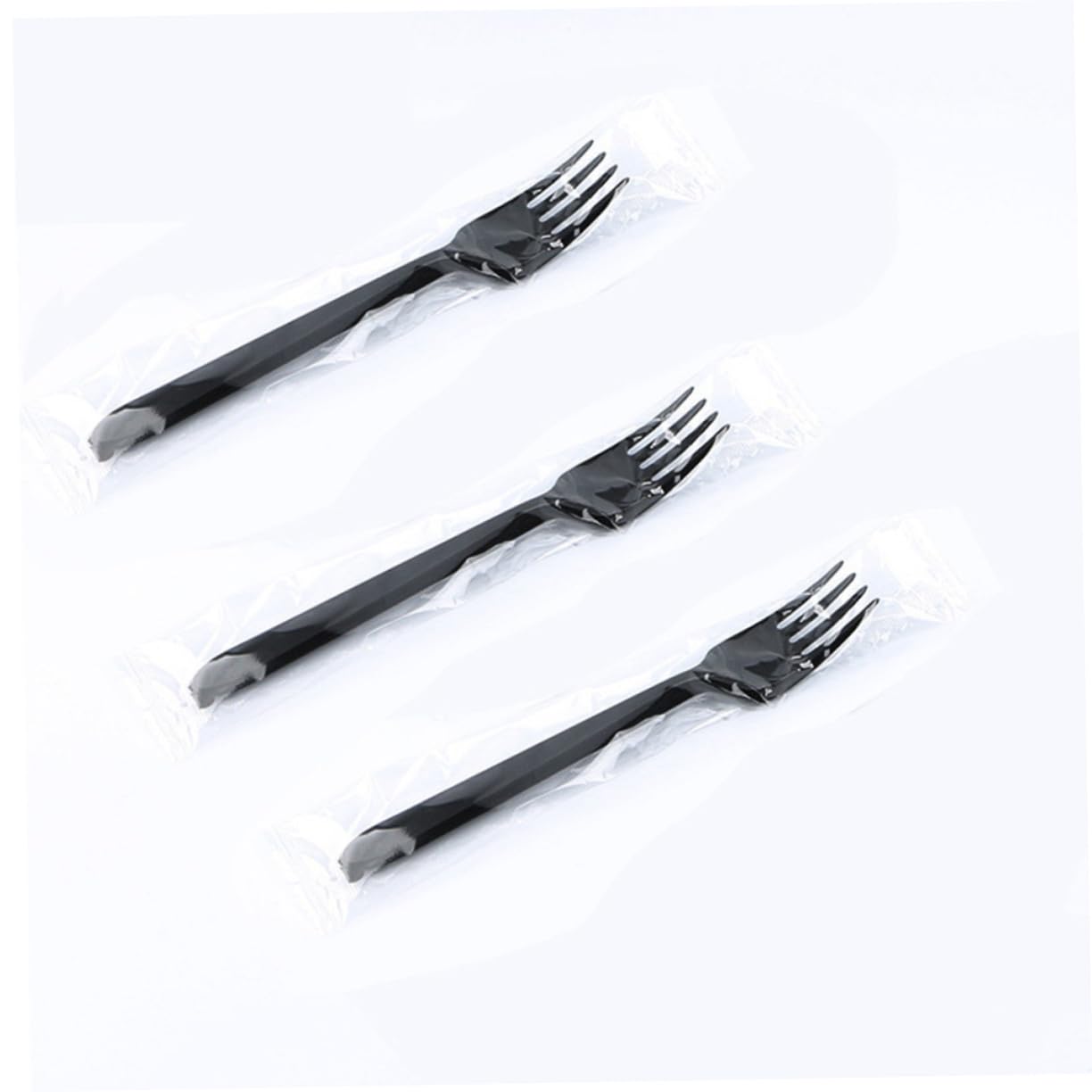 STOBAZA 100 Pcs Black Plastic Forks Dinnerware Individual Package Cutlery for Meal Times One-time Use