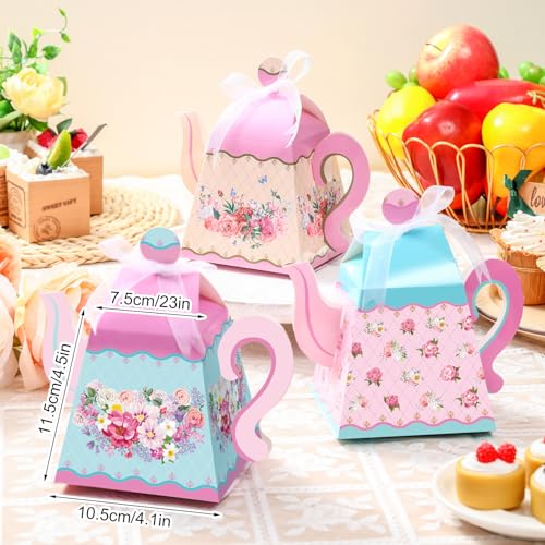 image for Outus 48 Pcs Floral Tea Party Favor Box Large Flower Teapot Gift Box V