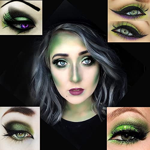 Makeup Set 3 In 1: Green Palette Eyeshadows, White Foundation Face Paint And Magic Changing Color Lip Gloss For Witch Or Devil Makeup Kit #TOP2