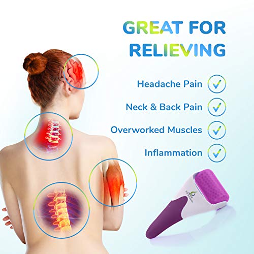 Ice Roller Face Massager - Therapeutic Cooling to Naturally Tone & Tighten | Brighten Complexion and Reduce Wrinkles, Under Eye Puffiness | Facial Cool Ice Rollers for Migraine + Pain Relief (Purple)