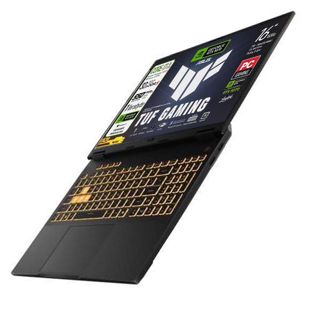 ASUS TUF F16 Notebook Gaming,Intel Core i7 14650HX, RAM 32Gb DDR5 | SSD 1Tb, Display G-Sync 16" WUXGA 165 Hz FHD+, NVIDIA GeForce RTX 5070 8GB GDDR7, Thunderbolt, Ready to use, Gar. 3 anni