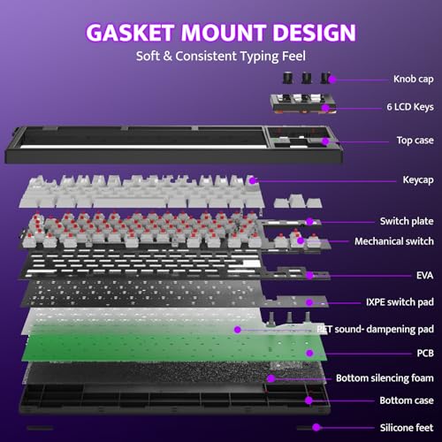 Image of darkFlash K87PRO TKL Mechanical Keyboard with 6 LCD Stream Control Keys & 3 Media Knobs - Gasket Mount, Hot-Swappable RGB Gaming & Streaming Macro Keyboard for PC & Mac (Black)