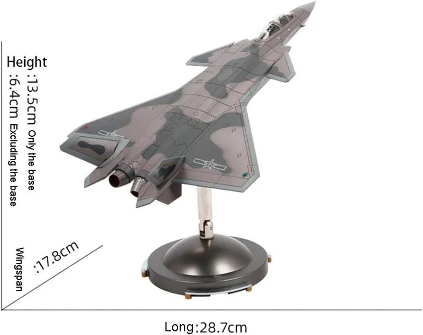 1:72 for J-20S Twin-Seat Stealth Fighter 6th Gen Aircraft Model Fighter Jet Metal Ornament Scale Metal Airplane