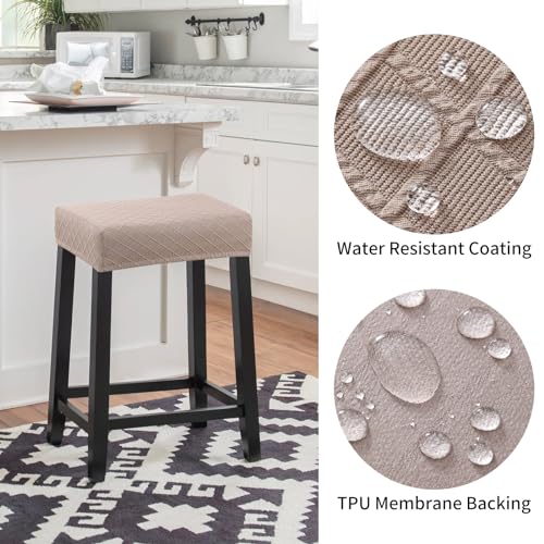 Image of YISUN Stool Covers Rectangle - 4 Pack Stretch Waterproof Saddle Seat Cover Counter Bar Stools Bar Chairs Covers Kitchen Island Chairs Cushion Protector